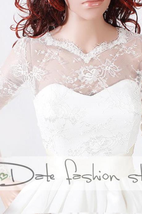 Wedding lace bolero wedding jacket/ shrug/bridal lace top deep-v in back/cover up