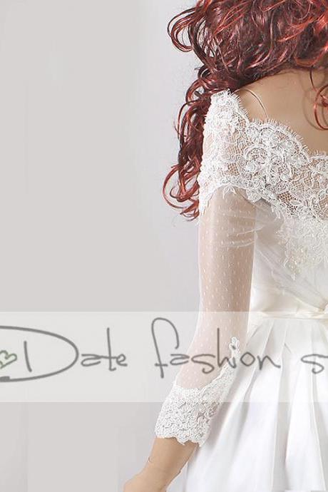 Off-Shoulder /high quality/wedding jacket/Bridal lace bolero/shrug/jacket /bridal lace top