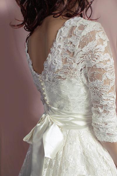 Lace short Plus Size /recepton dress/wedding party /short ivory/Bridal Gown