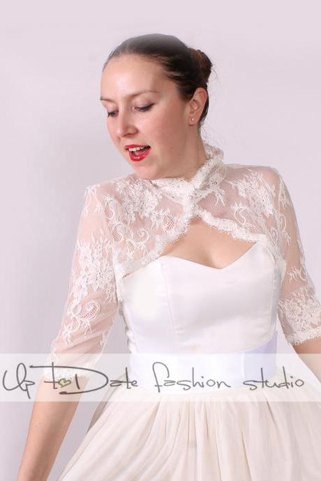 Plus size Bridal lace /shrug /jacket / wedding bolero /3/4-sleeve cover up