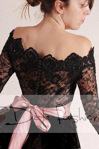 Black Bridal lace bolero/Off-Shoulder /Lace wedding jacket/cover up