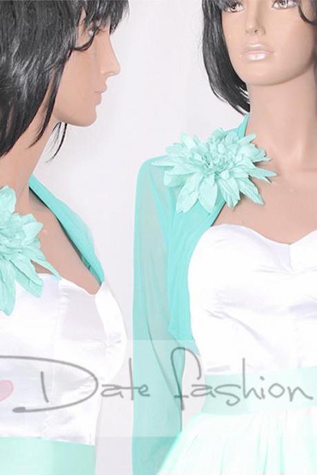 Bridal tulle jacket / long sleeves mint / wedding bolero/cover up
