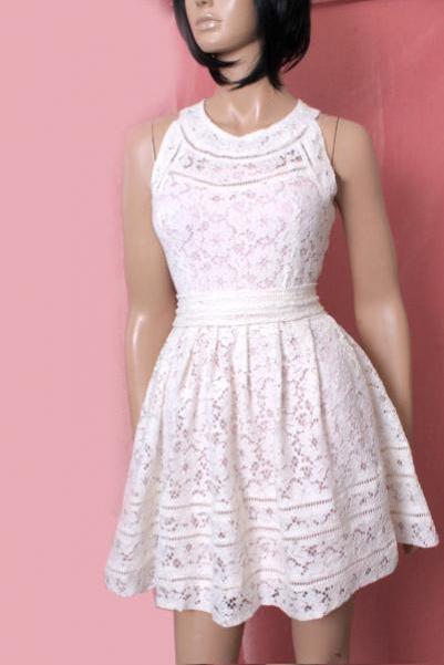 Plus Size / elegant sleevless dress/ romantic /cotton lace /bridesmaid/ party/ dress